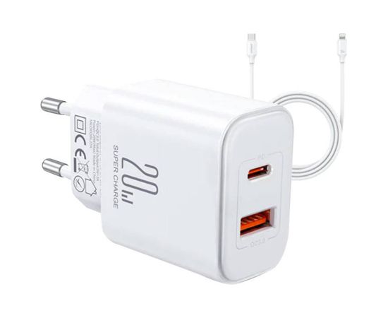 Charger Joyroom JR-TCF05 Flash, 20W + C to L Cable 1m (White) Новинки Компьютерная техника