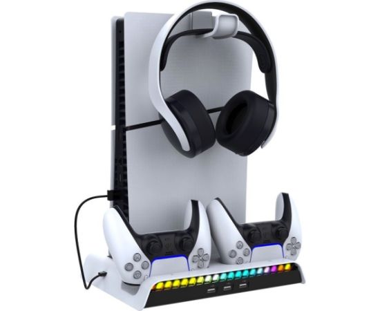 iPega P5S006 RGB Uzlādes Statīvs + Dzesēšana Priekš PS5 Slim Spēļu Kontrollerim Spēļu kontrolieri