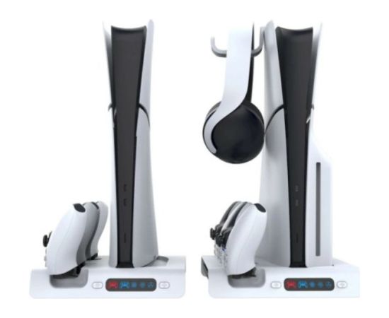 iPega P5S006 RGB Uzlādes Statīvs + Dzesēšana Priekš PS5 Slim Spēļu Kontrollerim Spēļu kontrolieri