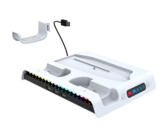 iPega P5S006 RGB Uzlādes Statīvs + Dzesēšana Priekš PS5 Slim Spēļu Kontrollerim Spēļu kontrolieri