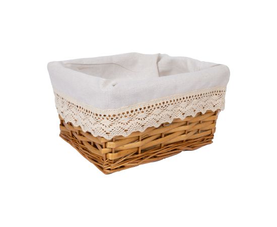 Basket MAX 24x18xH12cm, light brown with lace Новинки Для дома и сада 