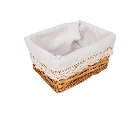 Basket MAX 24x18xH12cm, light brown with lace Новинки Для дома и сада 
