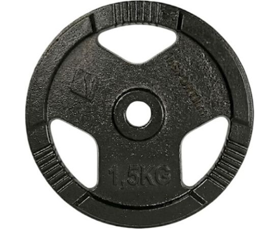 Čuguna svaru disks inSPORTline Hamerton, melns, 1,25 kg, 30 mm Hanteles