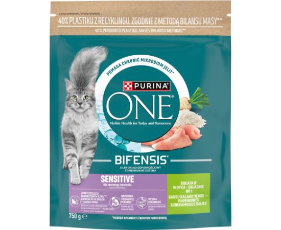 Purina ONE Sensitive Bogata w Indyka i Ryż 750g Kaķu sausā barība