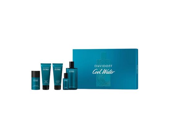 Davidoff Cool Water Man Dárková sada EDT 125 ml, balzám po holení 75 ml, sprchový gel 75 ml, deostick 70 g a miniaturka 15 ml 125ml Dāvanu komplekti