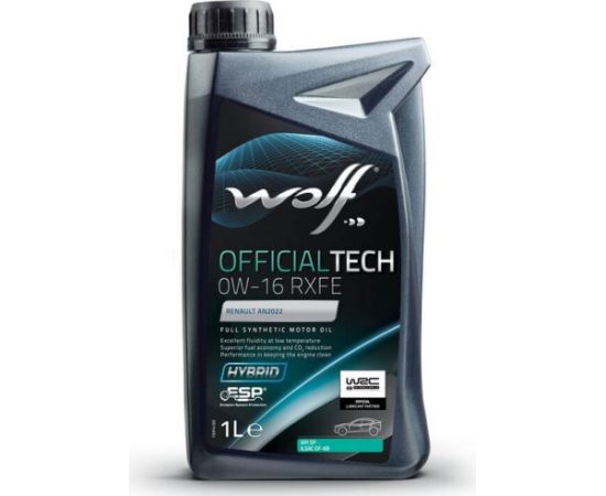 WOLF OFFICIALTECH 0W16 RXFE 1L API SP, ILSAC GF-6 B Motora eļļas