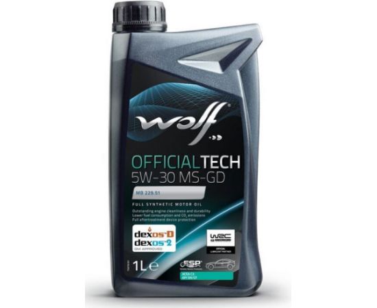 WOLF OFFICIALTECH 5W30 MS-GD 1L MB 2029.51, GM-LL-A/B-025 Motora eļļas