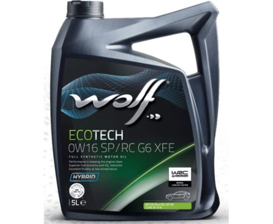 WOLF ECOTECH 0W16 SP/RC G6 XFE 5L API SP/RC, ILSAC GF-6 B Motora eļļas