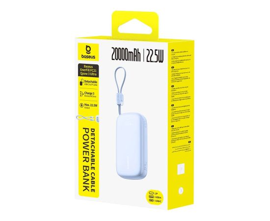 Baseus EnerFill FC21 Qpow 3 Ultra Pārnēsājamā baterija 20000 mAh 22.5W / zils Power Banks