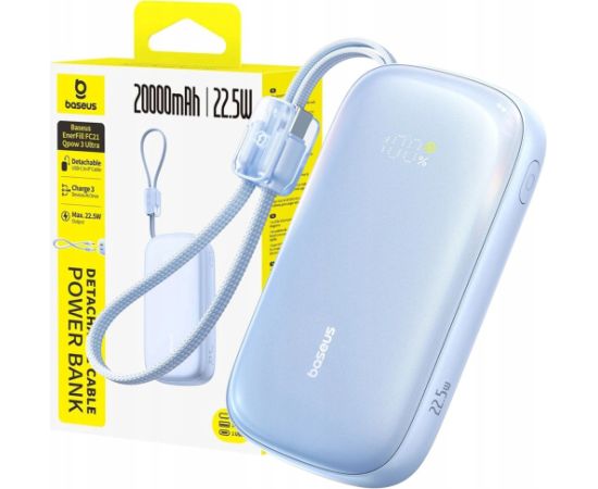 Baseus EnerFill FC21 Qpow 3 Ultra Pārnēsājamā baterija 20000 mAh 22.5W / zils Power Banks