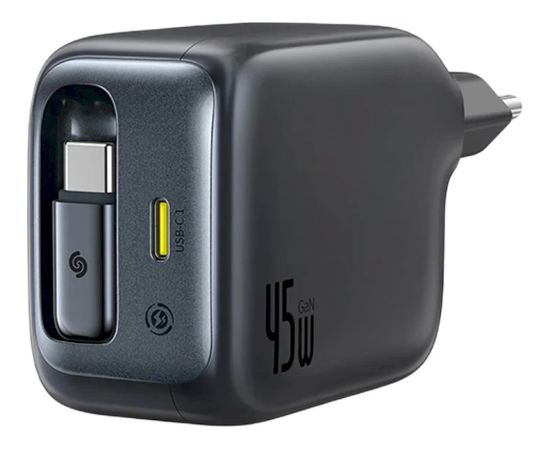 Baseus EnerCore CJ11 Tīkla lādētājs 45W USB-C ar ievilktu USB-C kabeli / melna Telefonu lādētāji 220v