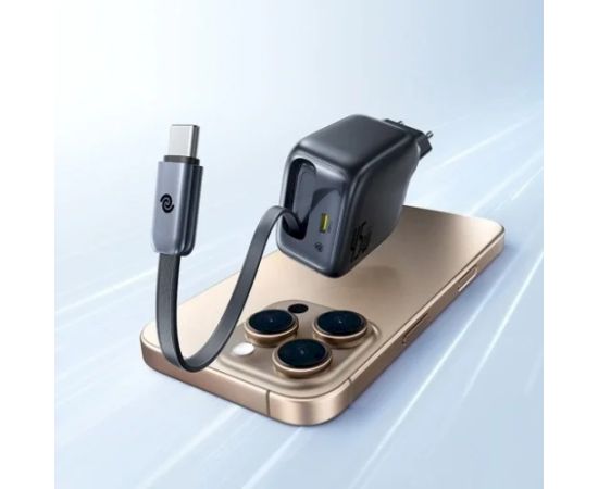 Baseus EnerCore CJ11 Tīkla lādētājs 45W USB-C ar ievilktu USB-C kabeli / melna Telefonu lādētāji 220v