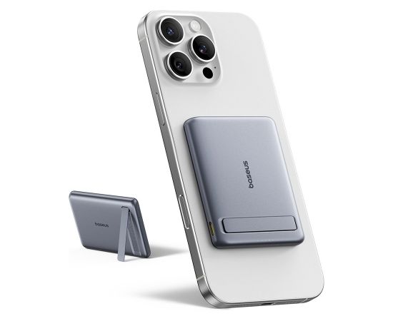 Baseus PicoGo AM31 Qi2 Pārnēsājamā baterija 5000 mAh 20W / pelēks Power Banks