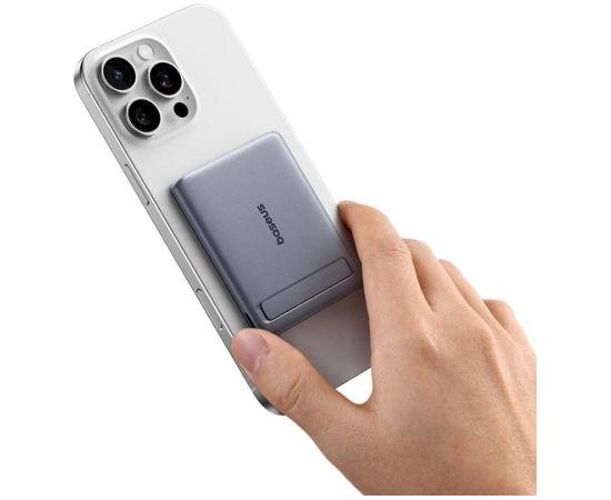 Baseus PicoGo AM31 Qi2 Pārnēsājamā baterija 5000 mAh 20W / pelēks Power Banks