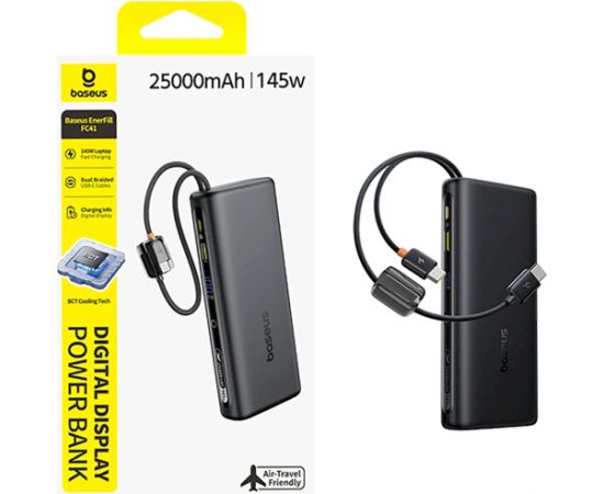 Baseus EnerFill FC41 Pārnēsājamā baterija 25000 mAh 145W / melns Power Banks