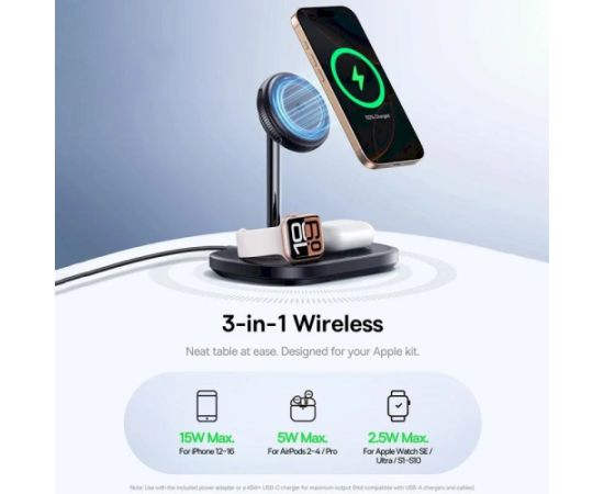 Baseus EnerFill FS41 3-in-1 uzlādes stacija ar dzesēšanu EU spraudni 45W USB-C to USB-C / melna Bezvadu telefonu lādētāji