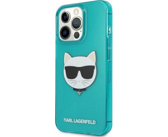 Karl Lagerfeld KLHCP13LCHTRB Glitter Choupette Fluo Aizsargapvalks priekš iPhone 13 Pro / 13 6,1" / zils Neoriģinālie Maciņi