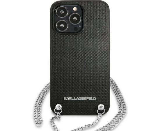 Karl Lagerfeld KLHCP13XPMK Leather Textured and Chain Aizsargapvalks priekš iPhone 13 Pro Max 6,7" / melns Neoriģinālie Maciņi