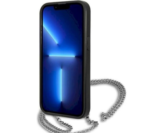 Karl Lagerfeld KLHCP13XPMK Leather Textured and Chain Aizsargapvalks priekš iPhone 13 Pro Max 6,7" / melns Neoriģinālie Maciņi