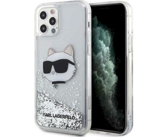 Karl Lagerfeld KLHCP12MLNCHCS Glitter Choupette Head Aizsargapvalks priekš iPhone 12/12 Pro 6,1" / sudraba Neoriģinālie Maciņi