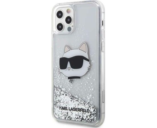 Karl Lagerfeld KLHCP12MLNCHCS Glitter Choupette Head Aizsargapvalks priekš iPhone 12/12 Pro 6,1" / sudraba Neoriģinālie Maciņi