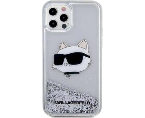 Karl Lagerfeld KLHCP12MLNCHCS Glitter Choupette Head Aizsargapvalks priekš iPhone 12/12 Pro 6,1" / sudraba Neoriģinālie Maciņi
