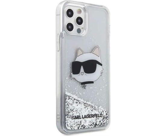 Karl Lagerfeld KLHCP12MLNCHCS Glitter Choupette Head Aizsargapvalks priekš iPhone 12/12 Pro 6,1" / sudraba Neoriģinālie Maciņi