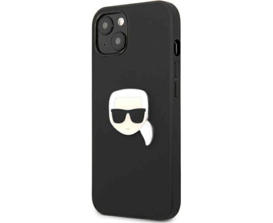 Karl Lagerfeld KLHCP13SPKMK Hardcase Leather Ikonik Karl`s Head Aizsargapvalks priekš iPhone 13 mini 5,4" / melns Neoriģinālie Maciņi