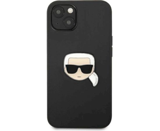 Karl Lagerfeld KLHCP13SPKMK Hardcase Leather Ikonik Karl`s Head Aizsargapvalks priekš iPhone 13 mini 5,4" / melns Neoriģinālie Maciņi