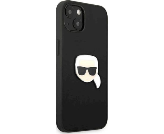 Karl Lagerfeld KLHCP13SPKMK Hardcase Leather Ikonik Karl`s Head Aizsargapvalks priekš iPhone 13 mini 5,4" / melns Neoriģinālie Maciņi