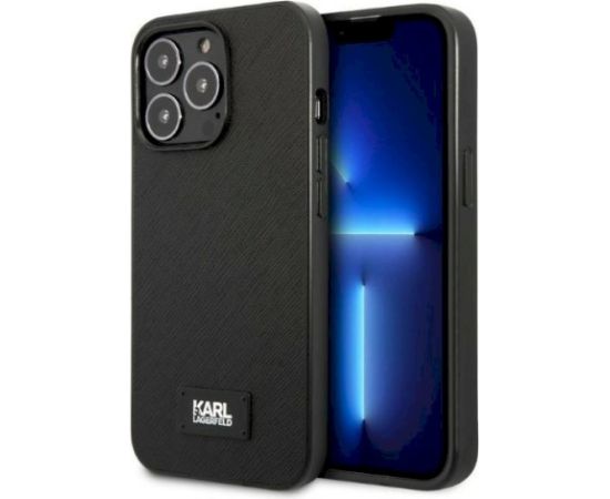 Karl Lagerfeld KLHCP13LSFMP2K Hardcase Saffiano Plaque Aizsargapvalks priekš iPhone 13 Pro / 13 6,1" / melns Neoriģinālie Maciņi