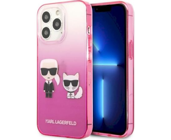 Karl Lagerfeld KLHCP13LTGKCP Aizsargapvalks priekš iPhone 13 Pro / 13 6,1" / pink Gradient Ikonik Karl & Chou Neoriģinālie Maciņi