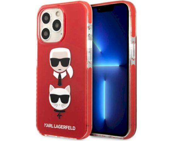 Karl Lagerfeld KLHCP13LTPE2TR Aizsargapvalks priekš iPhone 13 Pro / 13 6,1" hardcase / sarkans Karl&Choupette Head Neoriģinālie Maciņi