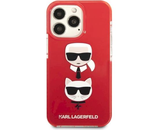 Karl Lagerfeld KLHCP13LTPE2TR Aizsargapvalks priekš iPhone 13 Pro / 13 6,1" hardcase / sarkans Karl&Choupette Head Neoriģinālie Maciņi