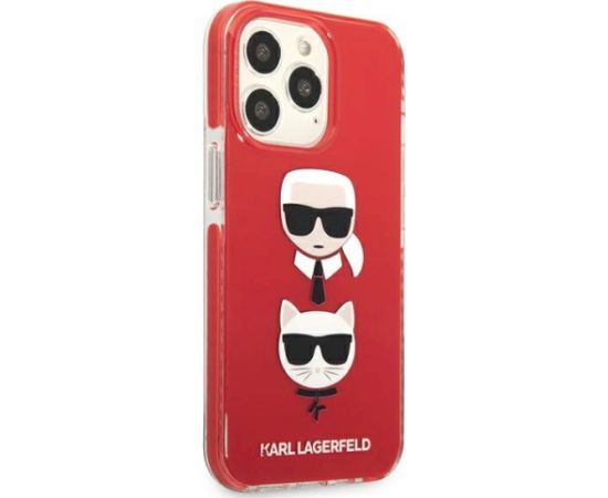 Karl Lagerfeld KLHCP13LTPE2TR Aizsargapvalks priekš iPhone 13 Pro / 13 6,1" hardcase / sarkans Karl&Choupette Head Neoriģinālie Maciņi