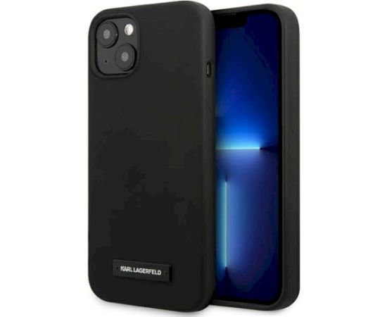 Karl Lagerfeld KLHCP13SSLMP1K Silicone Plaque Aizsargapvalks priekš iPhone 13 mini 5,4" / melns Neoriģinālie Maciņi