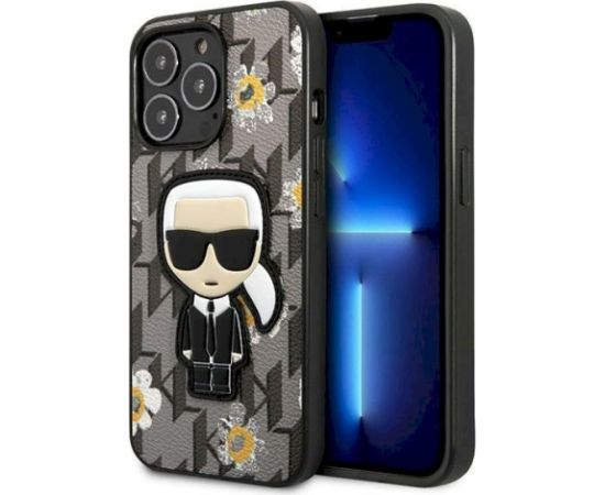 Karl Lagerfeld KLHCP13LPMNFIK1 Flower Ikonik Karl Aizsargapvalks priekš iPhone 13 Pro / 13 6,1" / pelēks Neoriģinālie Maciņi