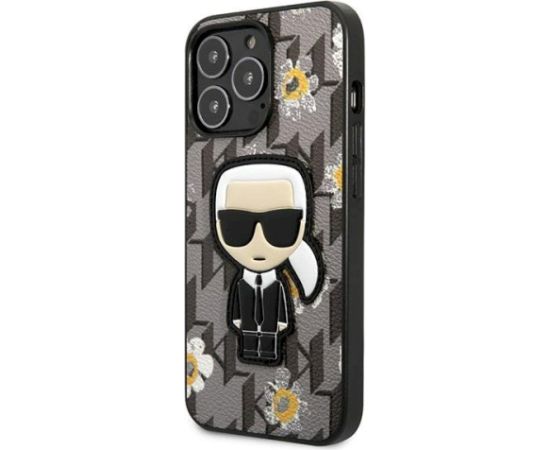 Karl Lagerfeld KLHCP13LPMNFIK1 Flower Ikonik Karl Aizsargapvalks priekš iPhone 13 Pro / 13 6,1" / pelēks Neoriģinālie Maciņi
