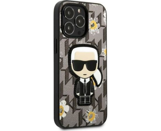 Karl Lagerfeld KLHCP13LPMNFIK1 Flower Ikonik Karl Aizsargapvalks priekš iPhone 13 Pro / 13 6,1" / pelēks Neoriģinālie Maciņi