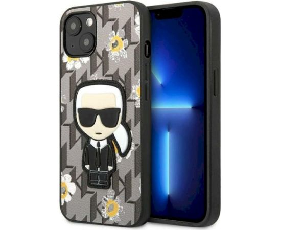 Karl Lagerfeld KLHCP13SPMNFIK1 Flower Ikonik Karl Aizsargapvalks priekš iPhone 13 mini 5,4" / pelēks Neoriģinālie Maciņi