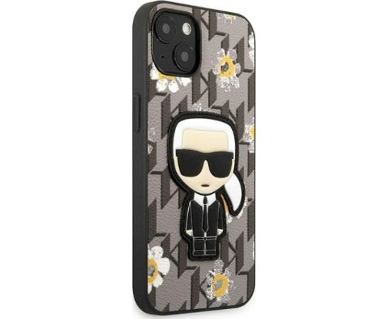 Karl Lagerfeld KLHCP13SPMNFIK1 Flower Ikonik Karl Aizsargapvalks priekš iPhone 13 mini 5,4" / pelēks Neoriģinālie Maciņi