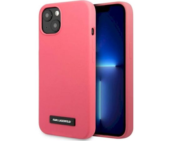 Karl Lagerfeld KLHCP13MSLMP1PI Aizsargapvalks priekš iPhone 13 / 14 / 15 6,1" / fuksija Silicone Plaque Neoriģinālie Maciņi