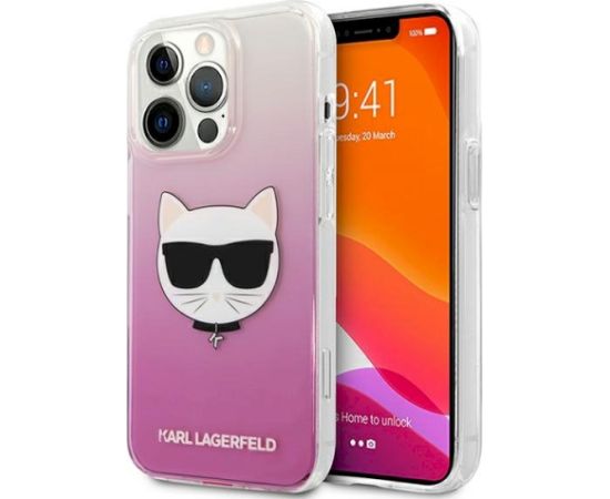 Karl Lagerfeld KLHCP13XCTRP Choupette Head Aizsargapvalks priekš iPhone 13 Pro Max 6,7" / rozā Neoriģinālie Maciņi