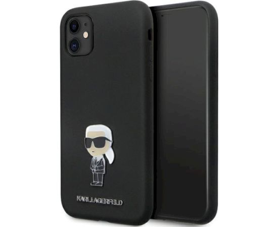 Karl Lagerfeld KLHCN61SMHKNPK Silicone Ikonik Metal Pin Aizsargapvalks priekš iPhone 11/Xr 6.1" / melns Neoriģinālie Maciņi