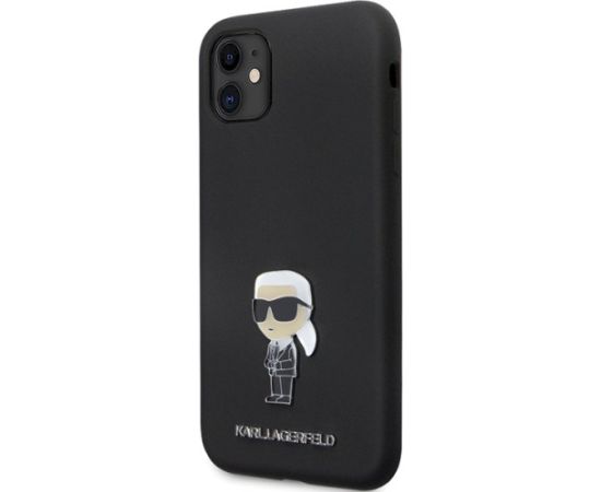 Karl Lagerfeld KLHCN61SMHKNPK Silicone Ikonik Metal Pin Aizsargapvalks priekš iPhone 11/Xr 6.1" / melns Neoriģinālie Maciņi
