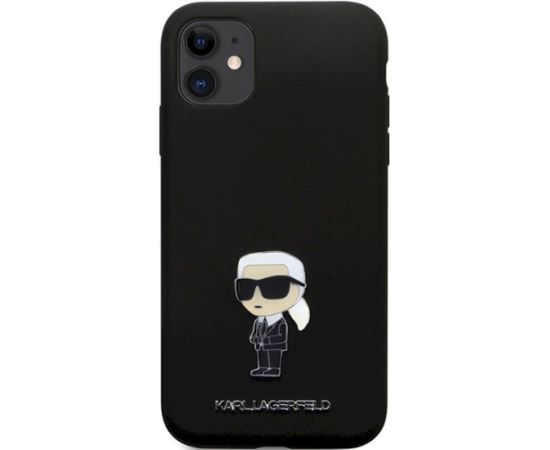 Karl Lagerfeld KLHCN61SMHKNPK Silicone Ikonik Metal Pin Aizsargapvalks priekš iPhone 11/Xr 6.1" / melns Neoriģinālie Maciņi
