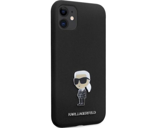 Karl Lagerfeld KLHCN61SMHKNPK Silicone Ikonik Metal Pin Aizsargapvalks priekš iPhone 11/Xr 6.1" / melns Neoriģinālie Maciņi