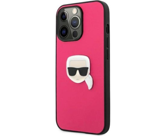 Karl Lagerfeld KLHCP13LPKMP Leather Ikonik Karl`s Head M Aizsargapvalks priekš iPhone 13 Pro / 13 6,1" / rozā Neoriģinālie Maciņi