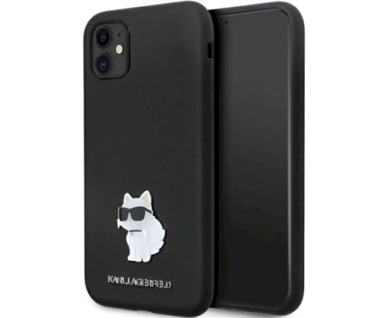 Karl Lagerfeld KLHCN61SMHCNPK Silicone C Metal Pin Hardcase Aizsargapvalks priekš iPhone 11/Xr 6.1" / melns Neoriģinālie Maciņi