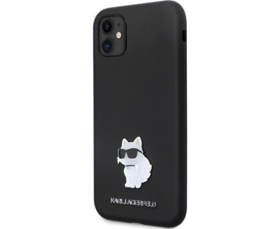 Karl Lagerfeld KLHCN61SMHCNPK Silicone C Metal Pin Hardcase Aizsargapvalks priekš iPhone 11/Xr 6.1" / melns Neoriģinālie Maciņi